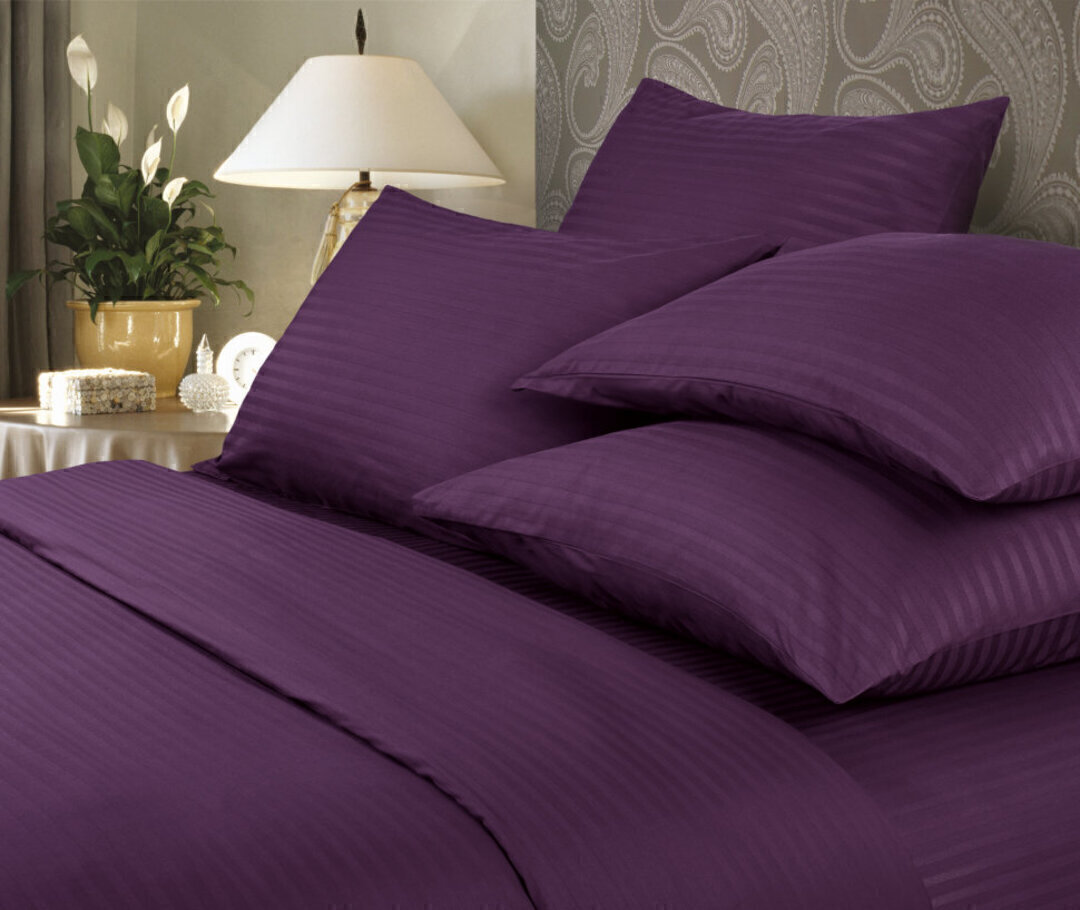 КПБ 1,5сп страйп-сатин (нав 50*70) Verossa Stripe <70012 Violet Скидка>