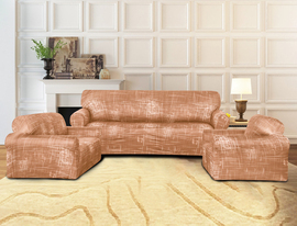 Набор чехлов на 3х местный диван +2 кресла Каприз стрейч Марианна<Светло-коричневый>