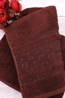 Полотенце махровое Пейсли Luxor, 03-107 темно-коричневый