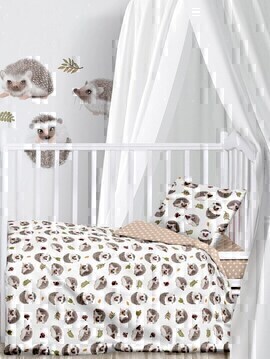 КПБ в детскую кроватку поплин Juno<720468 Hedgehogs>