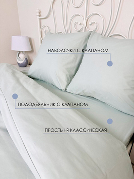 КПБ  поплин однотонный Оливковая коллекция Реноме <12-6205 Нежная мята> 
