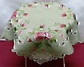Скатерть Розы лен п/э К<150*220> (арт.46В-18139 )